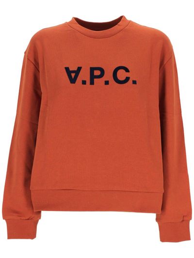 Apc A.p.c. Logo Printed Crewneck Sweatshirt In Brick Red