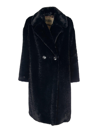 Herno Faux Fur Double Breasted Cocoon Coat In Black