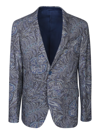 Etro Foliage Motif Blue Jacket In Blue