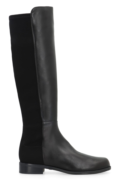 STUART WEITZMAN HALFNHALF LEATHER AND STRETCH FABRIC BOOTS