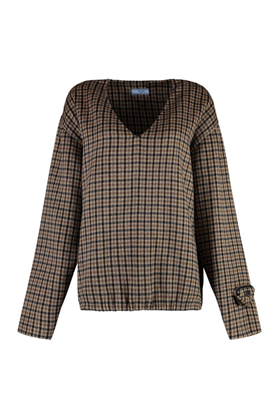 PRADA CHECKED CASHGORA SWEATER