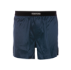 Tom Ford Velvet-trimmed Stretch-silk Satin Boxer Shorts In Blue