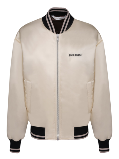 Palm Angels New Logo Beige Bomber Jacket