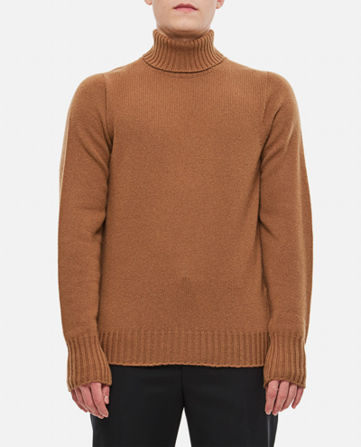 Drumohr High Neck Wool Sweater In Brown