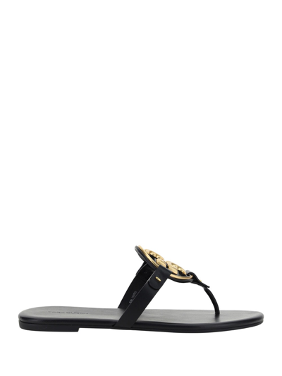 Tory Burch Miller Nappa Leather Logo Sandals In Black