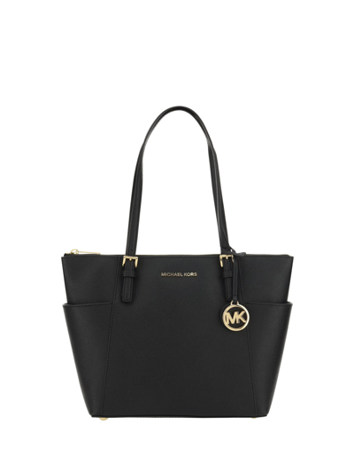 Michael Michael Kors Jet Set Saffiano Leather Tote In Black
