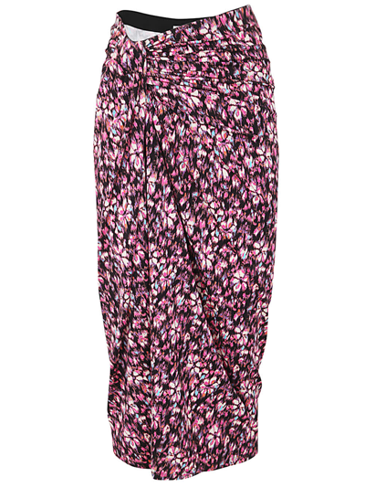 Marant Etoile Floral-print Wrap Skirt In Pink