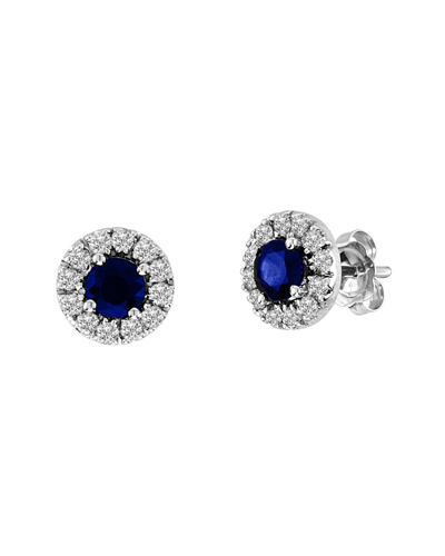 Diana M. Fine Jewelry 14k 0.93 Ct. Tw. Diamond & Sapphire Halo Earrings