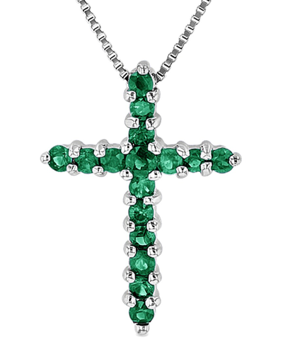 Diana M. Fine Jewelry 14k 0.32 Ct. Tw. Emerald Cross Pendant Necklace