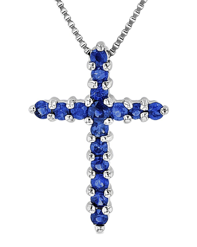 Diana M. Fine Jewelry 14k 0.32 Ct. Tw. Sapphire Cross Pendant Necklace