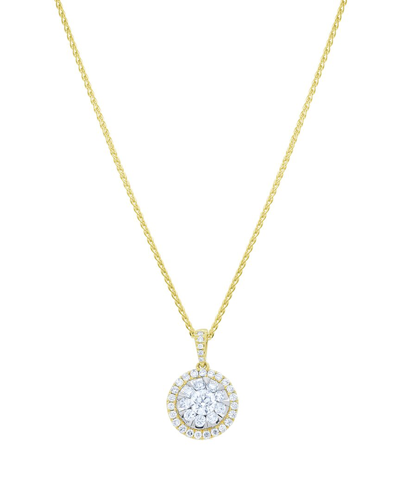 Diana M. Fine Jewelry 14k 0.75 Ct. Tw. Diamond Halo Pendant Necklace