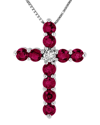 Diana M. Fine Jewelry 14k 0.93 Ct. Tw. Diamond & Ruby Cross Pendant Necklace