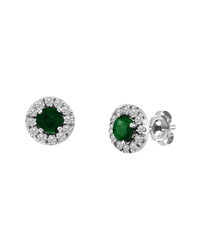 Diana M. Fine Jewelry 14k 0.88 Ct. Tw. Diamond & Sapphire Halo Earrings