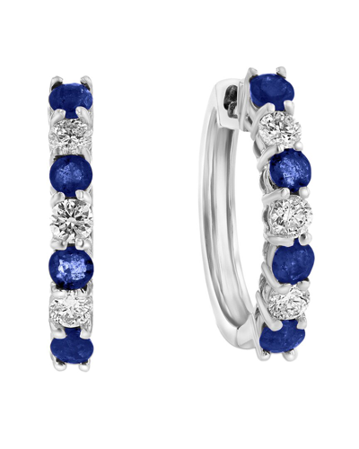 Diana M. Fine Jewelry 14k 1.15 Ct. Tw. Diamond & Sapphire Hoops