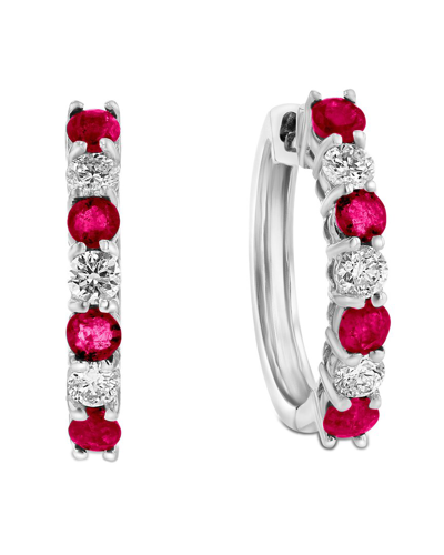 Diana M. Fine Jewelry 14k 1.15 Ct. Tw. Diamond & Ruby Hoops