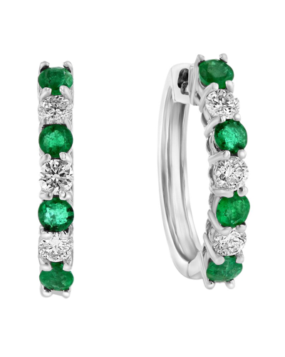 Diana M. Fine Jewelry 14k 1.15 Ct. Tw. Diamond & Emerald Hoops
