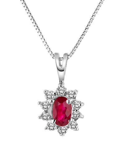 Diana M. Fine Jewelry 14k 0.35 Ct. Tw. Diamond & Ruby Pendant Necklace
