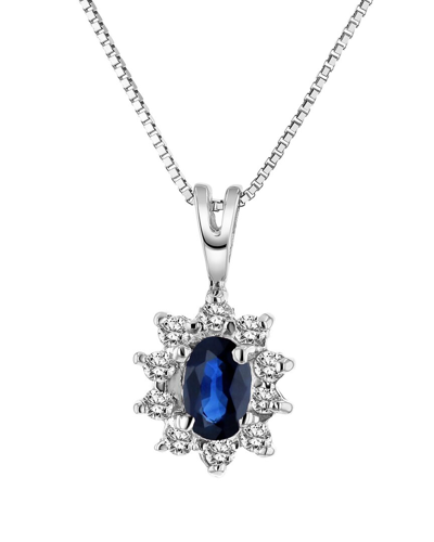 Diana M. Fine Jewelry 14k 0.35 Ct. Tw. Diamond & Sapphire Pendant Necklace