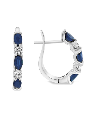 Diana M. Fine Jewelry 14k 2.05 Ct. Tw. Diamond & Sapphire Hoops