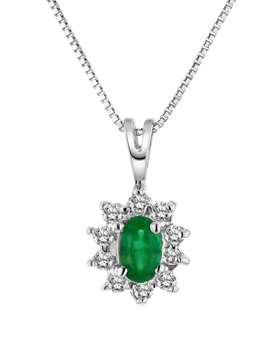 DIANA M. DIANA M. FINE JEWELRY 14K 0.35 CT. TW. DIAMOND & EMERALD PENDANT NECKLACE
