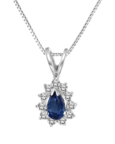 Diana M. Fine Jewelry 14k 0.35 Ct. Tw. Diamond & Sapphire Pendant Necklace