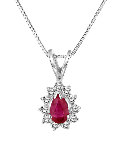 Diana M. Fine Jewelry 14k 0.35 Ct. Tw. Diamond & Ruby Pendant Necklace