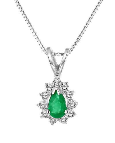 Diana M. Fine Jewelry 14k 0.35 Ct. Tw. Diamond & Emerald Pendant Necklace