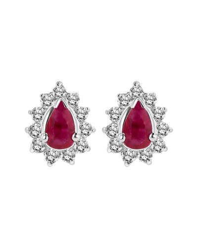 Diana M. Fine Jewelry 14k 0.70 Ct. Tw. Diamond & Ruby Earrings