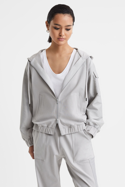 Reiss Maja - Grey Cotton Blend Tracksuit Top, M