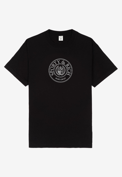 Sporty And Rich Connecticut Crest Printed Cotton-jersey T-shirt In Black