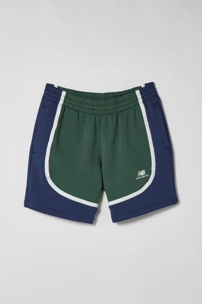 New Balance Hoops Short In Green, Men's At Urban Outfitters In Navy/green