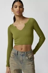 Out From Under Elias Seamless Notch Neck Top In Green, Women's At Urban Outfitters