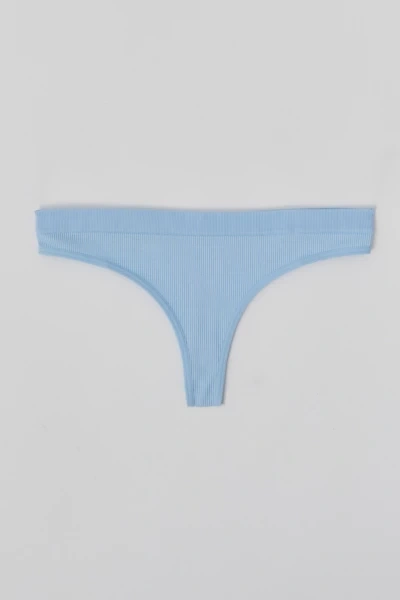 Out From Under Seamless Ribbed Knit Thong In Light Blue, Women's At Urban Outfitters In Sky