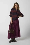 Urban Renewal Remnants Crepe Tiered Midi Skirt In Maroon, Women's At Urban Outfitters