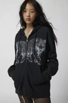 Project Social T Tiger Zip-up Hoodie Sweatshirt In Black, Women's At Urban Outfitters