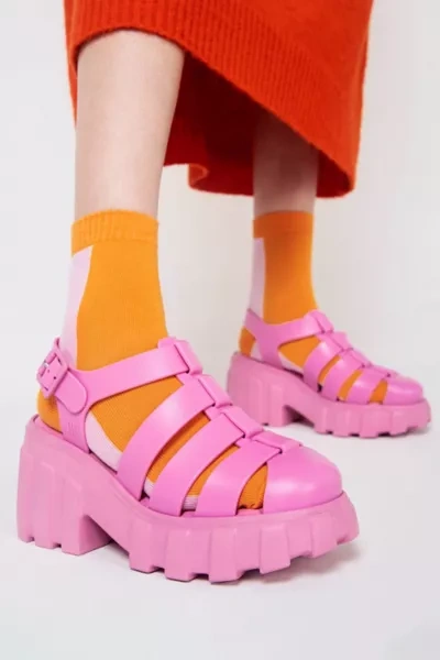 Melissa Megan Jelly Platform Fisherman Sandal In Pink, Women's At Urban Outfitters