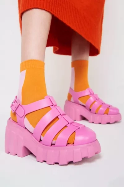 MELISSA MEGAN JELLY PLATFORM FISHERMAN SANDAL IN PINK, WOMEN'S AT URBAN OUTFITTERS