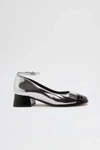 Schutz Dorothy Leather Ballet Flat In Prata/black, Women's At Urban Outfitters