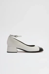 Schutz Dorothy Leather Ballet Flat In White/black, Women's At Urban Outfitters In White/black