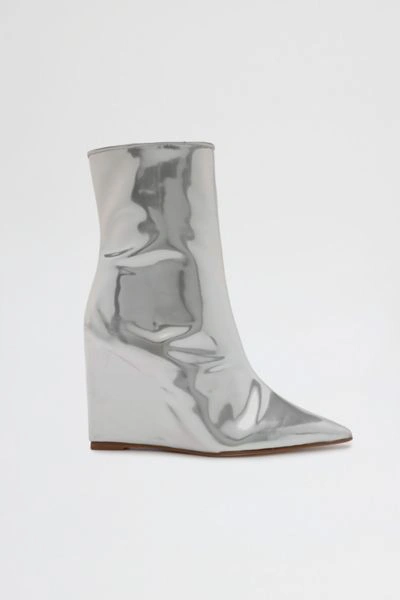 Schutz Asya Leather Wedge Boot In Prata, Women's At Urban Outfitters In Prata