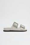 SCHUTZ ENOLA LEATHER BUCKLE SLIDE IN PEARL, WOMEN'S AT URBAN OUTFITTERS