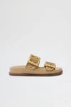 Schutz Enola Woven Leather Buckle Slide In Light Nude, Women's At Urban Outfitters