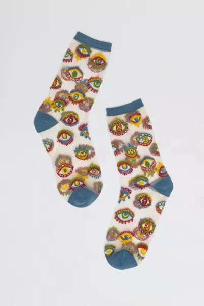 Sock Candy Evil Eye Sheer Sock, Women's At Urban Outfitters In Eyes