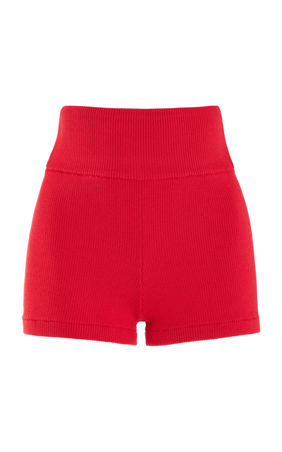 Elce Exclusive Sol Ribbed-knit Shorts In Red