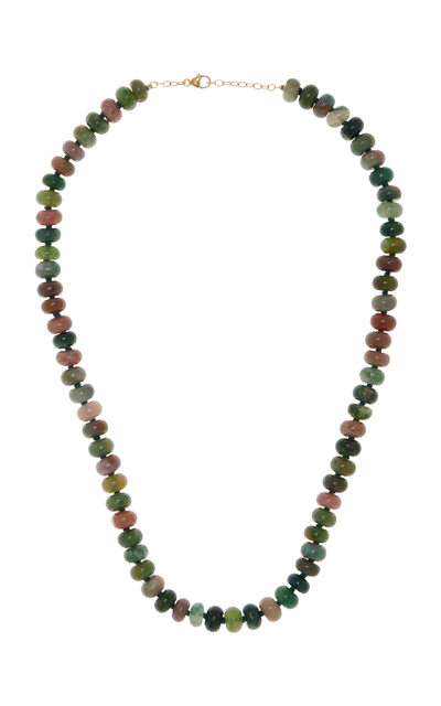 Jia Jia 14k Yellow Gold Agate Necklace In Green