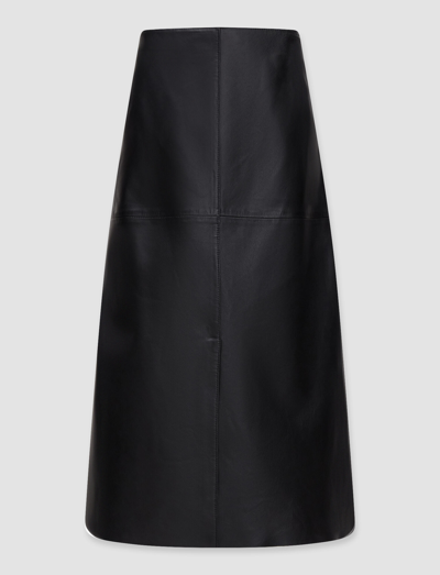 Joseph Sidena Leather Midi Skirt In Black