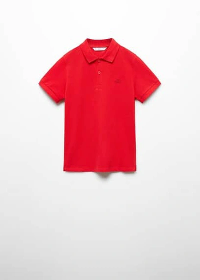 Mango Embroidered Cotton Polo Red In Rouge