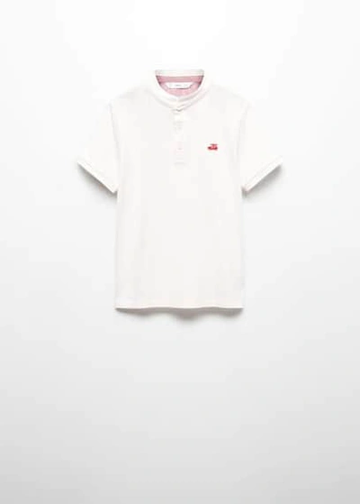 Mango Embroidered Cotton Polo Off White In Blanc Cassé