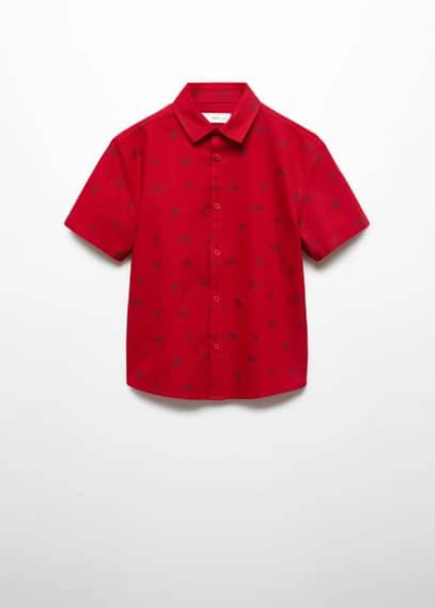 Mango Printed Cotton Shirt Red