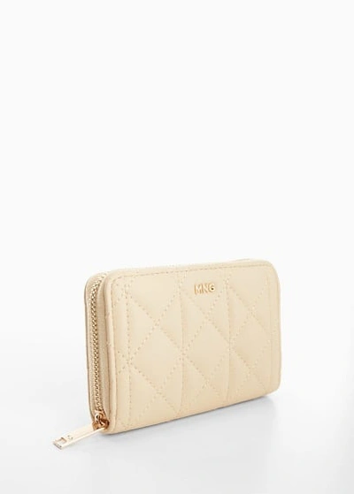 Mango Padded Logo Wallet Off White In Blanc Cassé